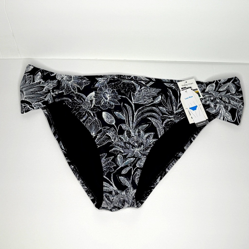 NWT Time and Tru Black and White Floral Bikini Bottom